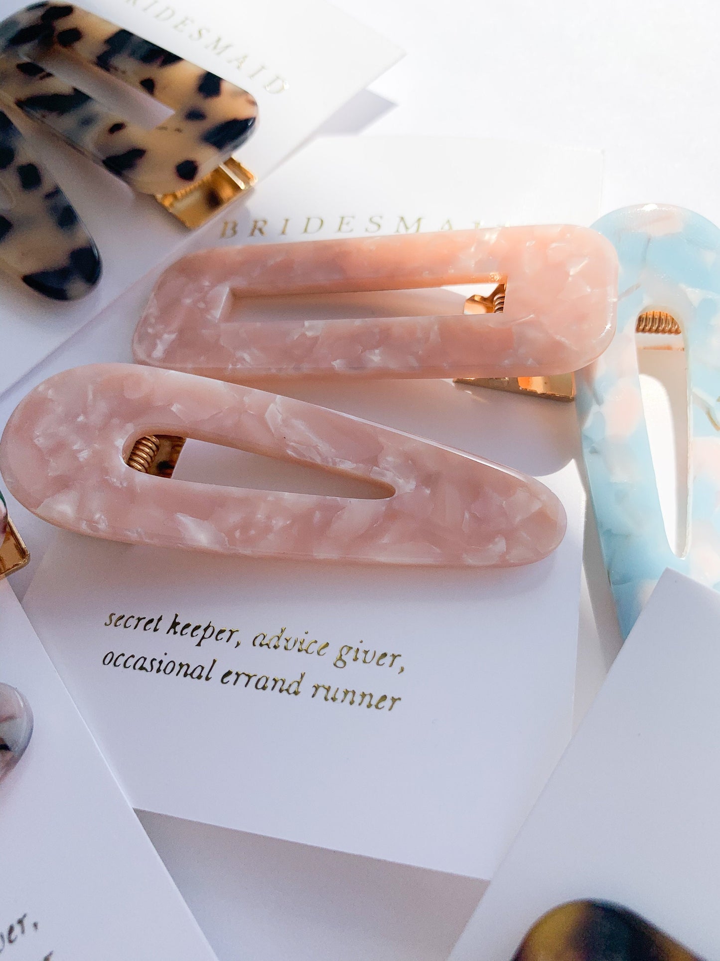 Bridesmaid Resin Hair Clips
