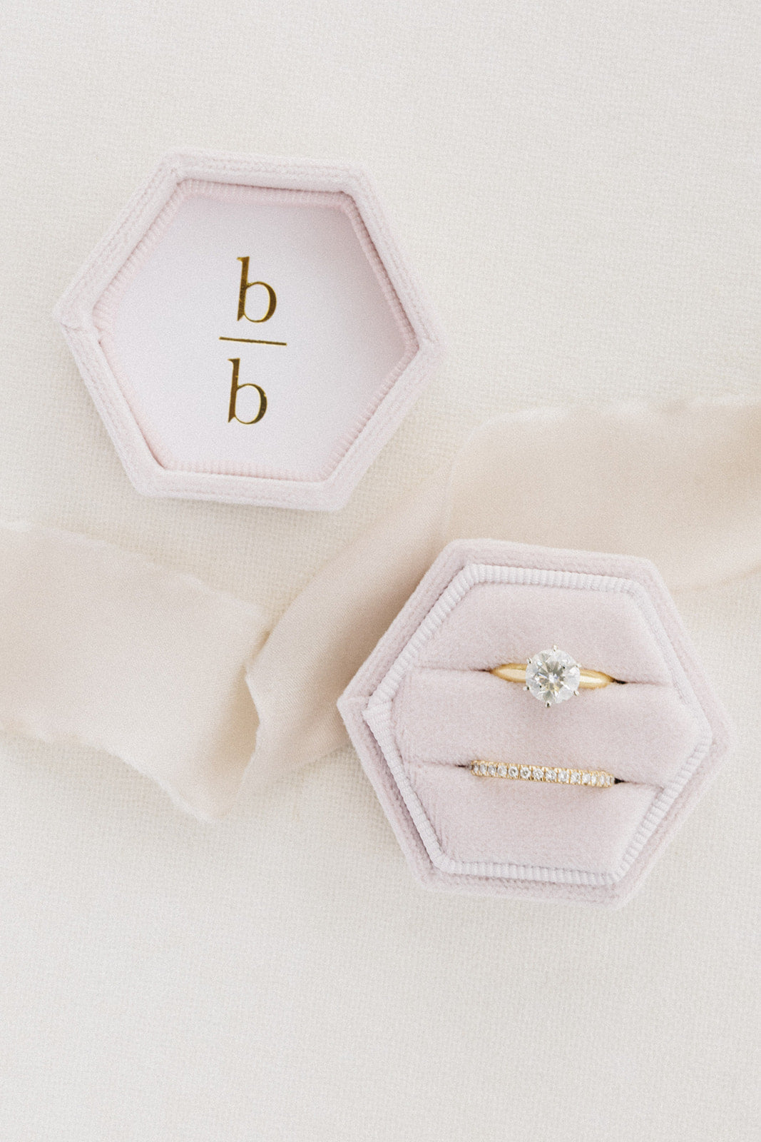 Dusty Pink Hexagon Ring Box