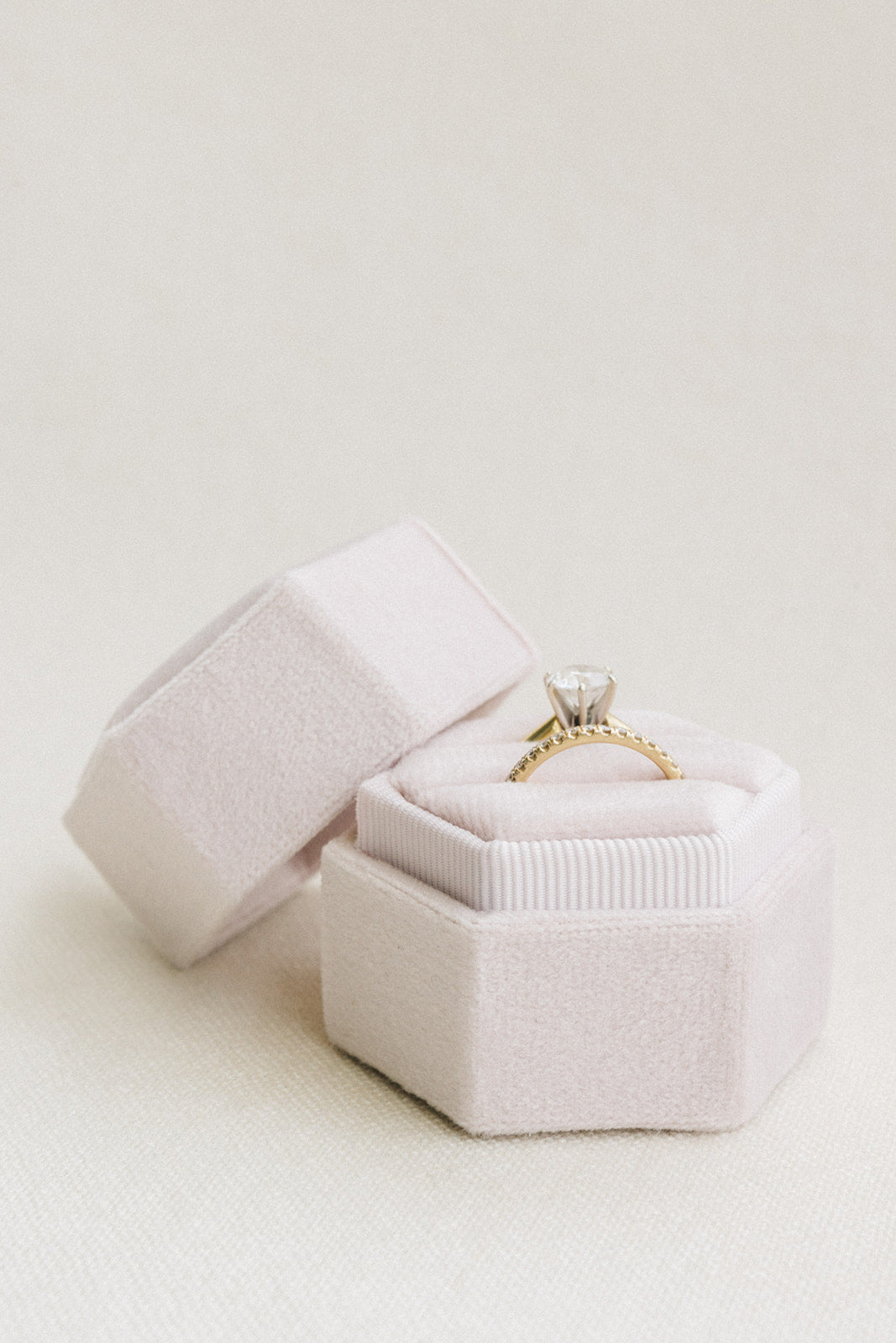 Dusty Pink Hexagon Ring Box