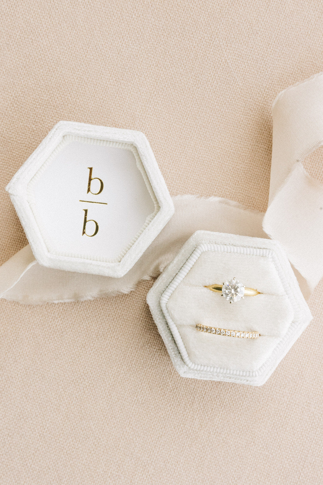 Ivory Hexagon Ring Box