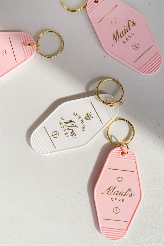 Bride and Bridesmaid Motel Keychains